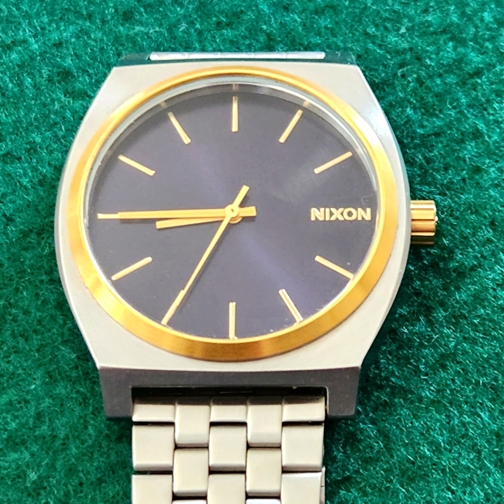 Nixon Time Teller Wrist Watch.  Navy/ Gold Face